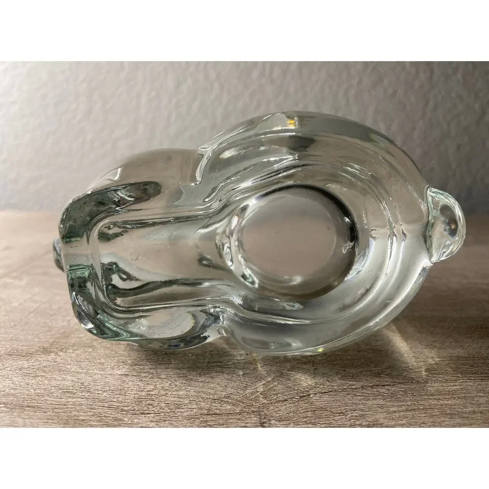 Indiana Glass Co Clear Glass Bunny Rabbit Hare Votive Candle Holder Figurine